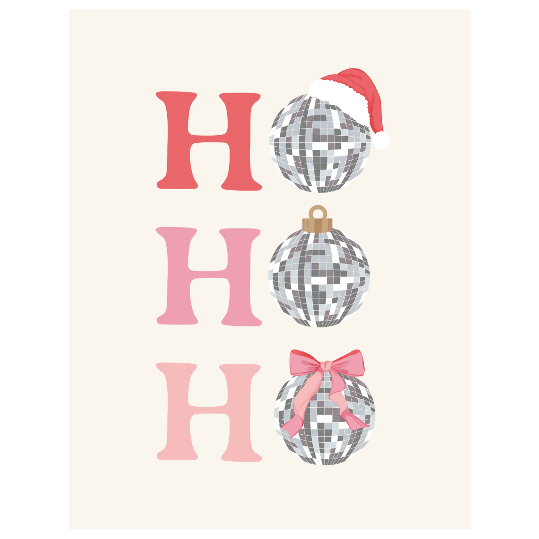 Ho Ho Ho Disco Ball Banner - Kids Christmas Decor: Original 36x26"