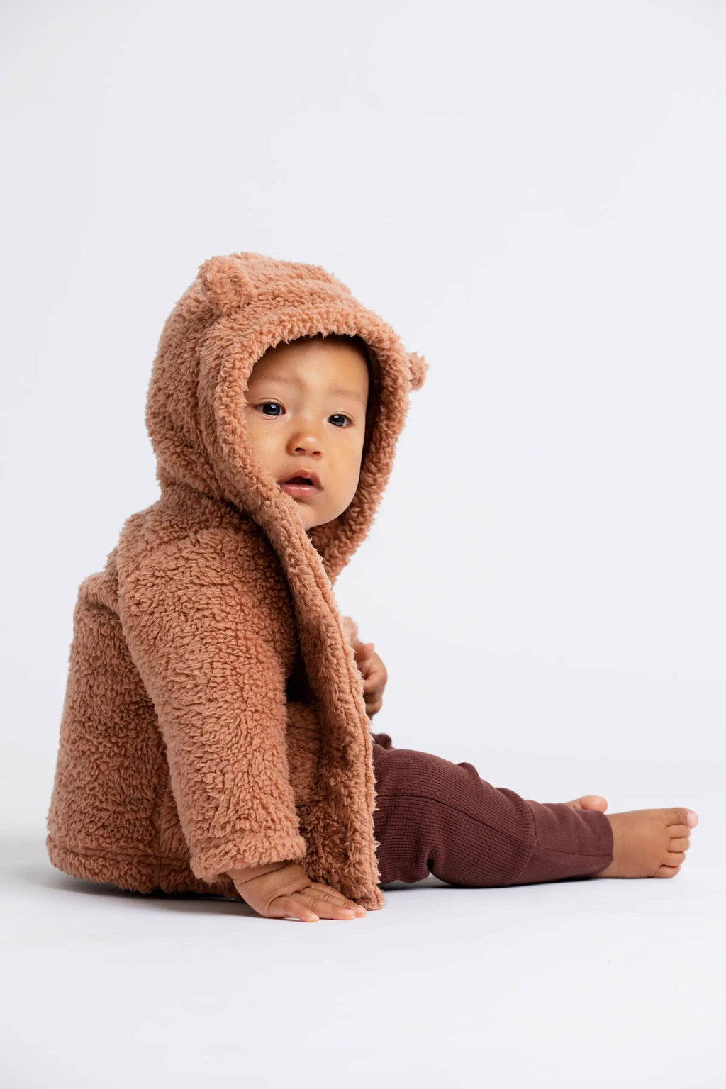 Baby Sherpa Teddy Cardigan Caramel Brown: Unisex