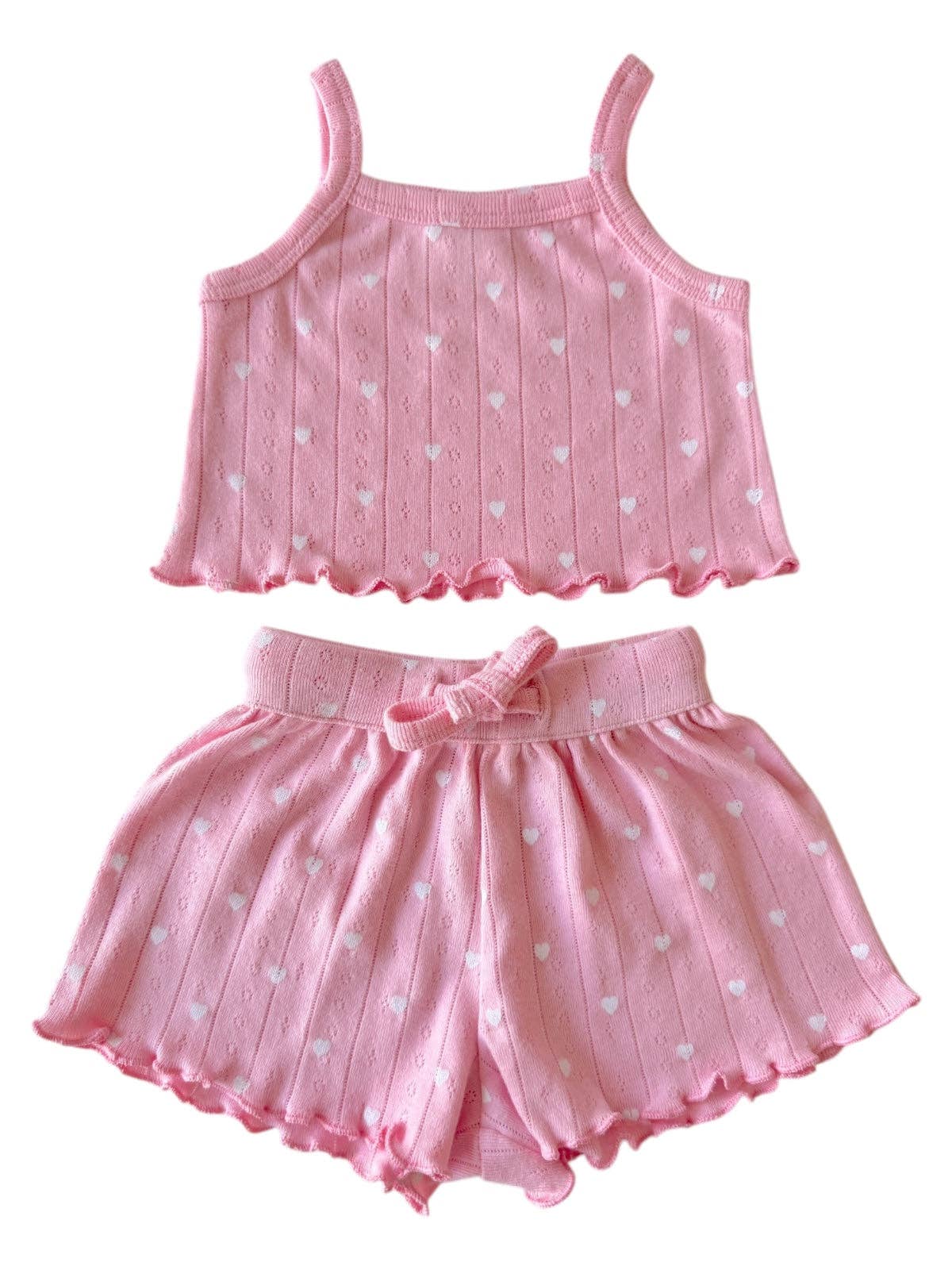 Pink with White Heart / Organic Pointelle Summer Set