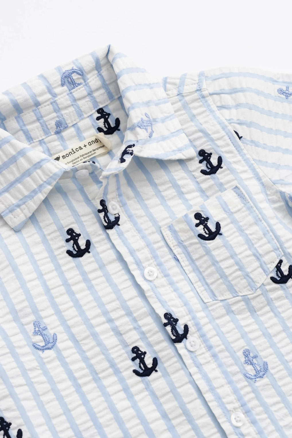 Kids Poplin Shirt + Short Set Nautical Anchors