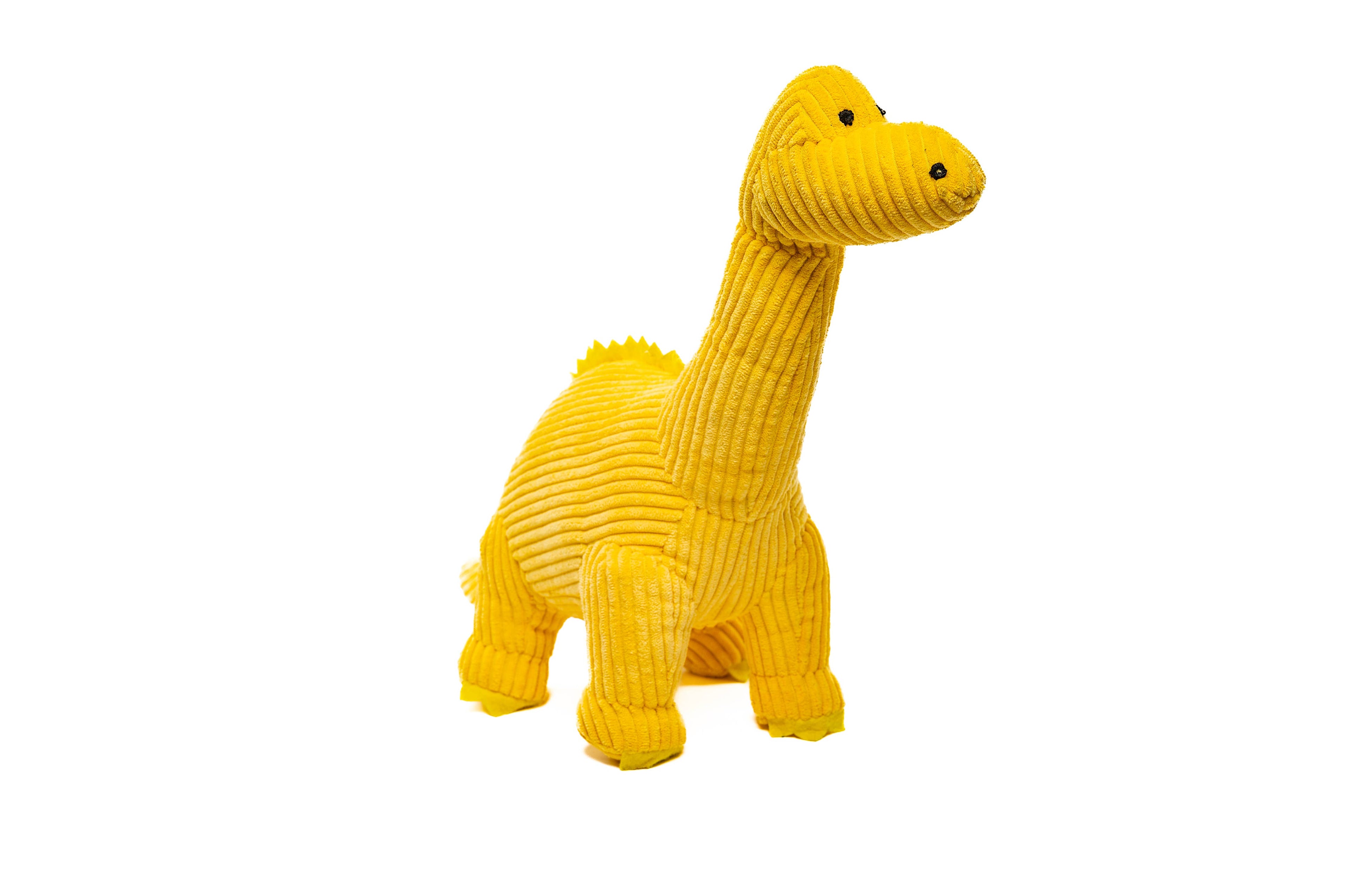 Small Corduroy Diplodocus Dinosaur Soft Toy Teddy in Yellow
