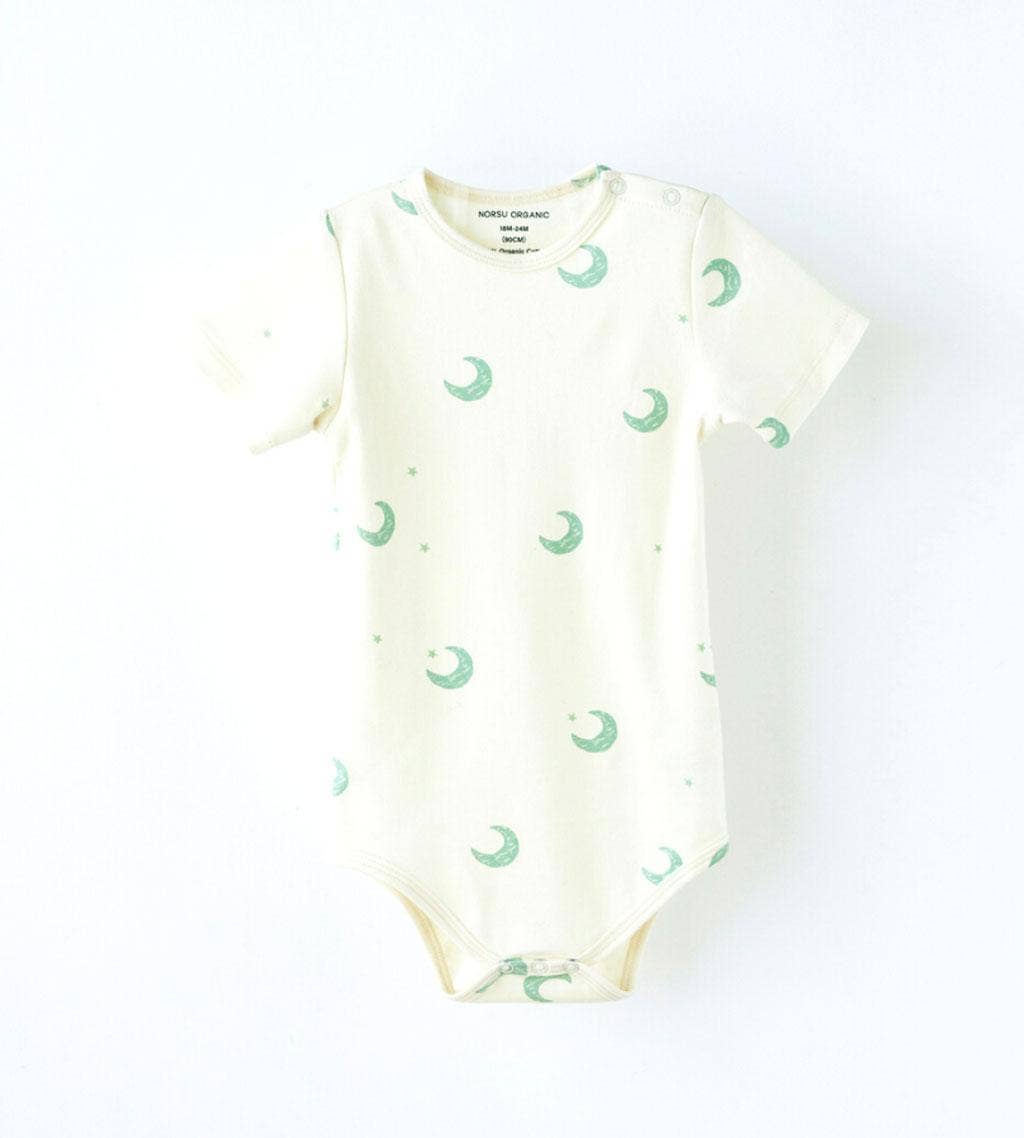 Organic Cotton Short Sleeve Onesie-Midnight: Off-white midnight