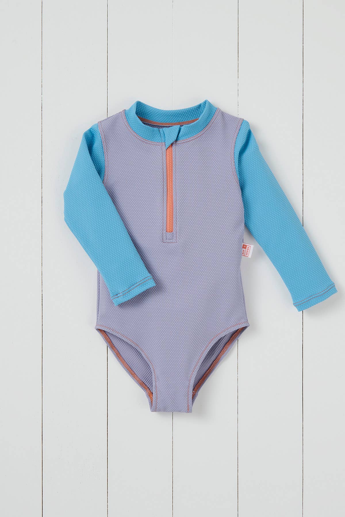 Lavender Ribbed Kids Long Sleeve Swimsuit: Lavender
