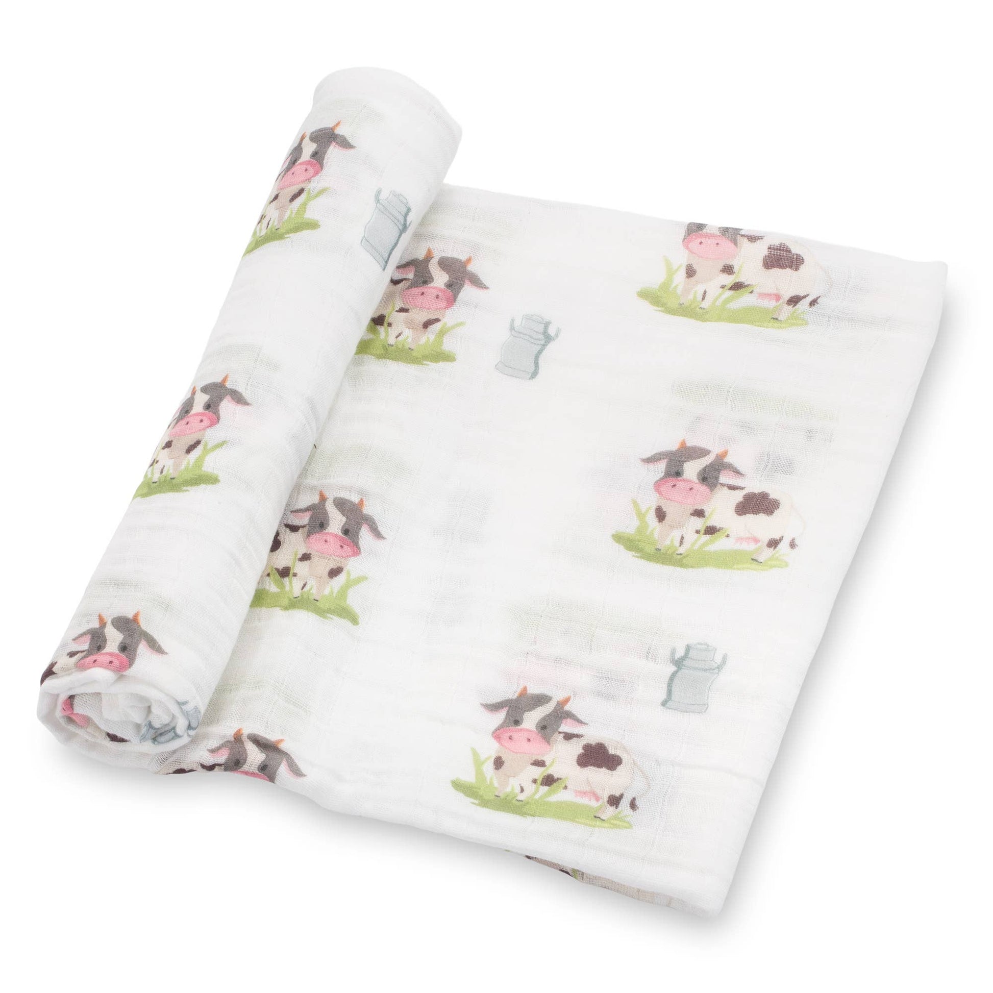 Moo Moo Here Farm Theme Baby Muslin Swaddle Blanket