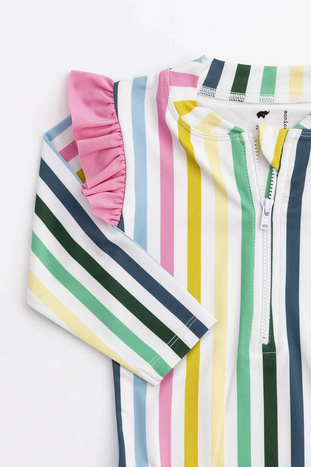 Ruffle Rashguard One-Piece Swimsuit Summer Stripe