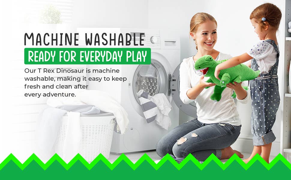 Knitted Green T Rex Dinosaur Soft Toy Teddy