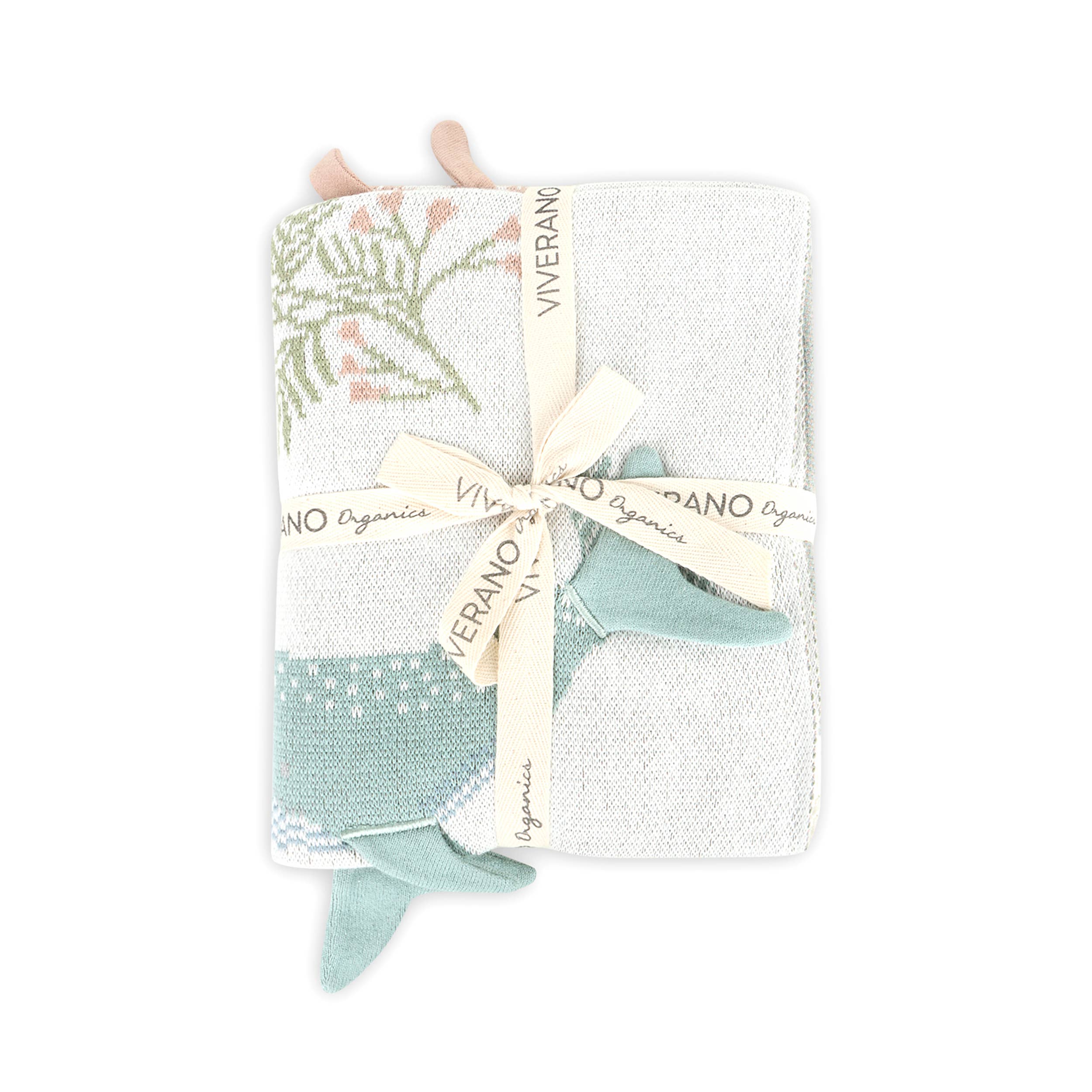 Ocean Jellyfish 3D - Organic Jacquard Knit Baby Blankets: Natural / One Size