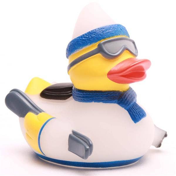 Bathing duck skier - blue - rubber duck