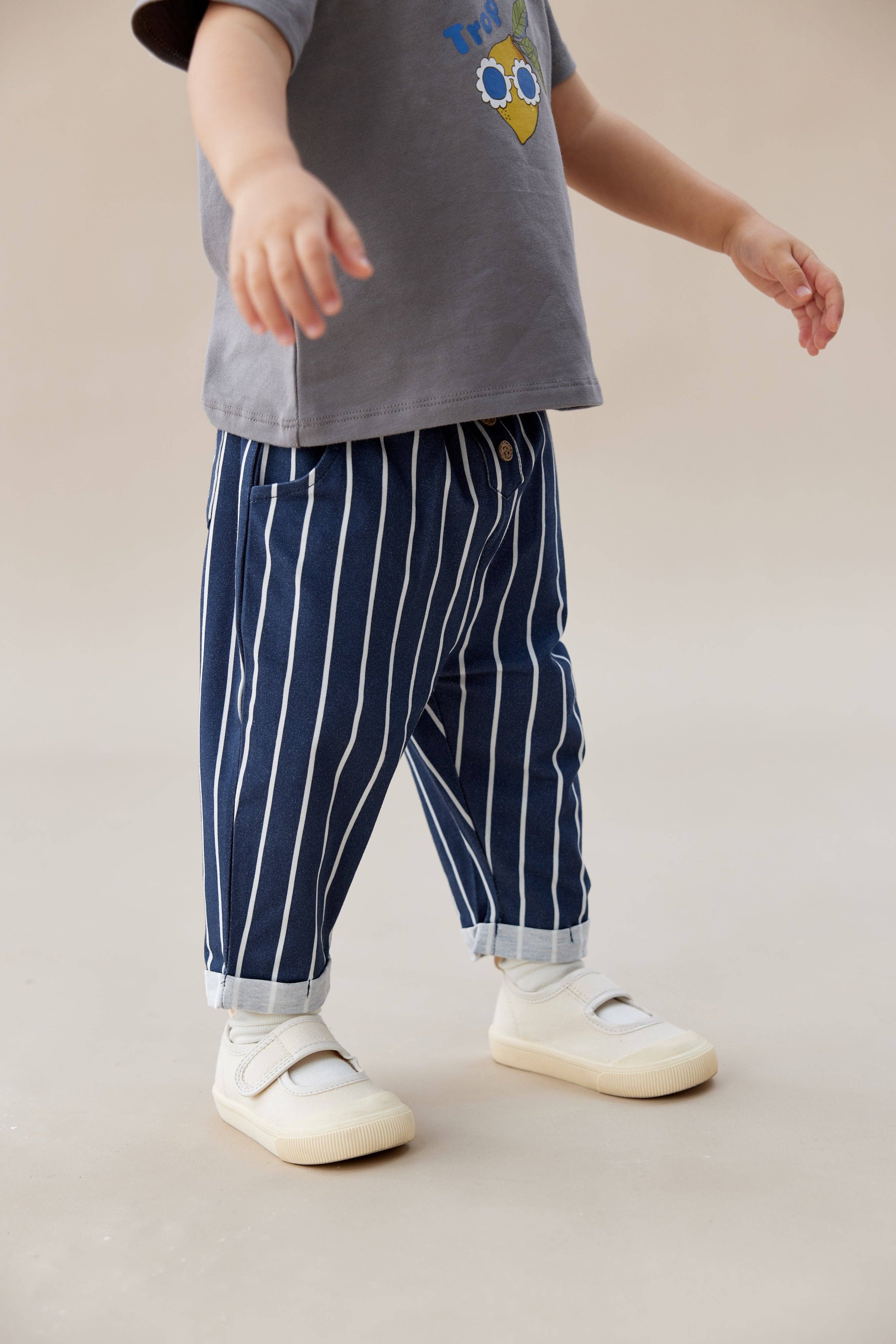 Baby Relaxed Tapered Pant-Navy stripe