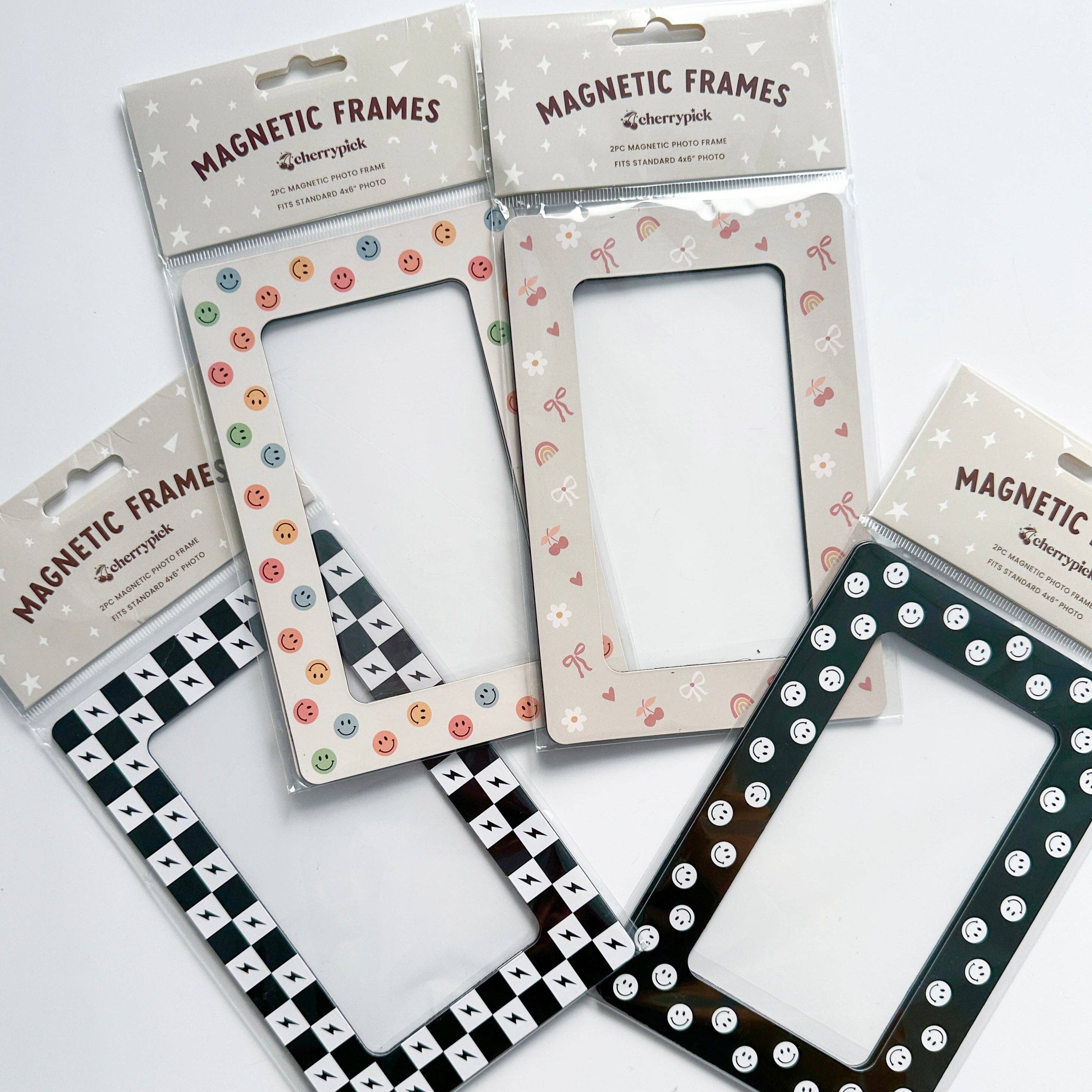 Magnetic Photo Frames (2-Pack): Monochrome Smileys