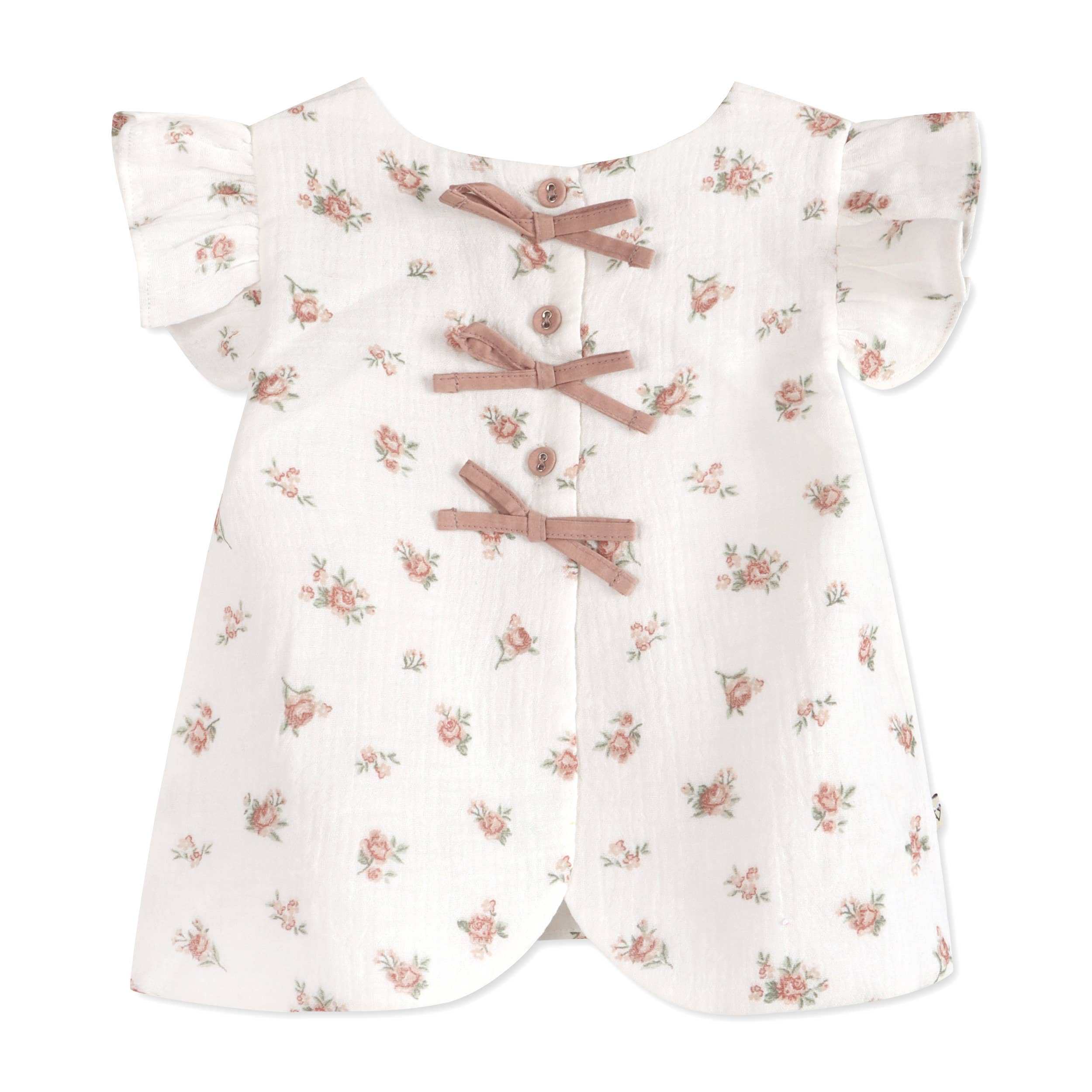 Tea Rose Floral Ruffle Sleeve Baby Top + Bloomer Organic, Multi-Floral