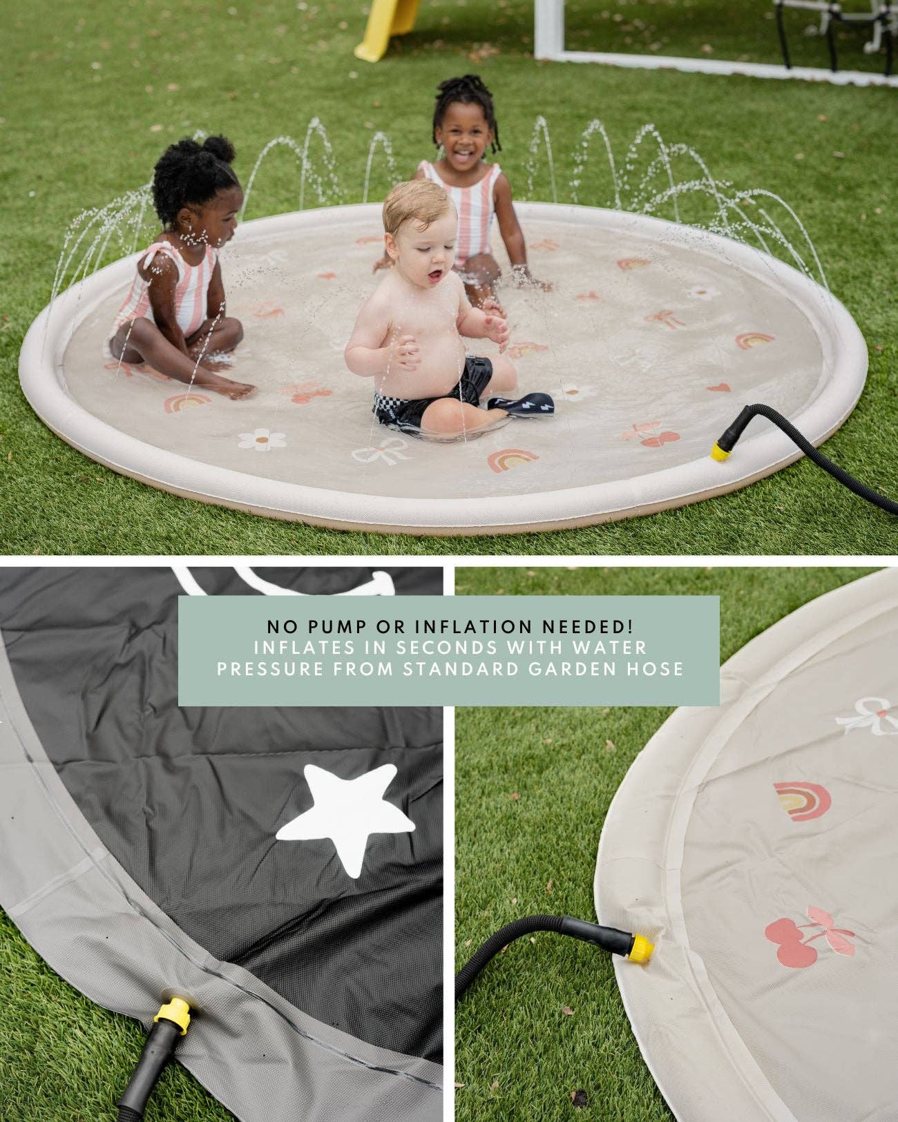 Sprinkler Splash Pad for Kids - Oversized Backyard Sprinkler: Monochrome Cool Kid