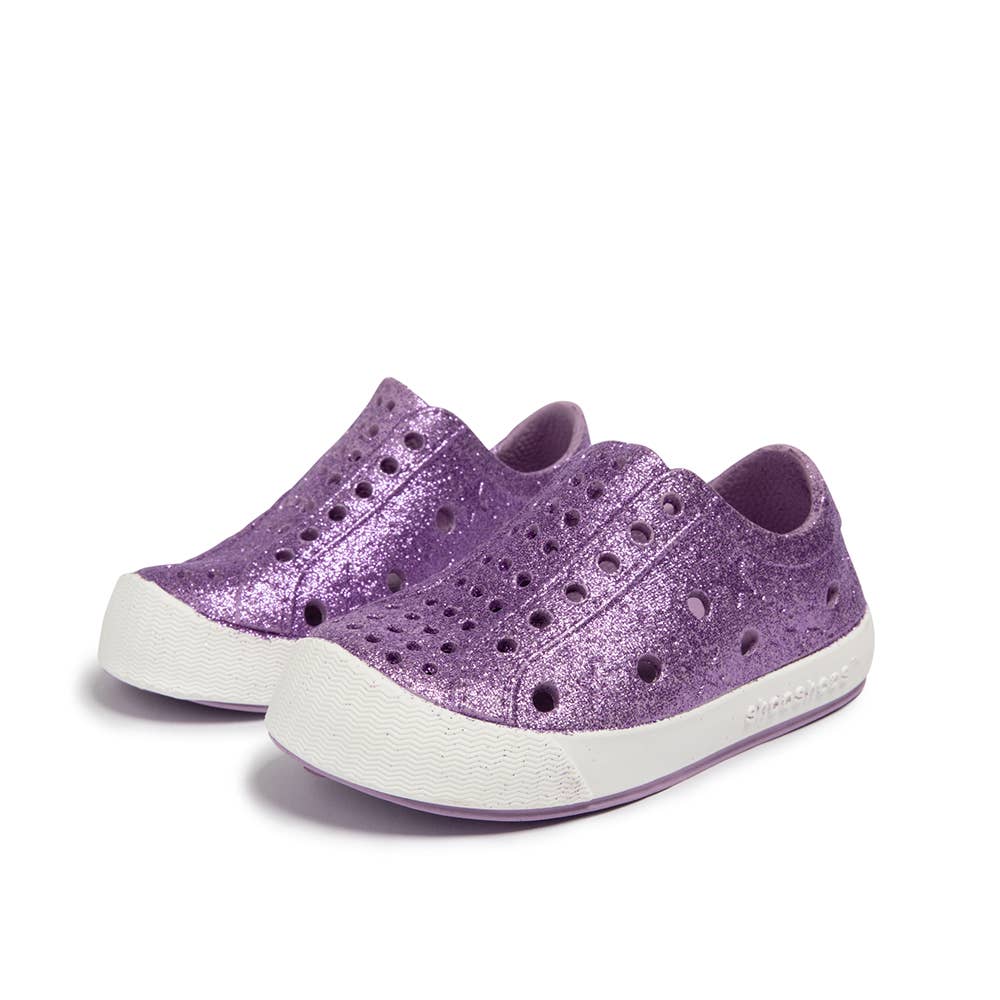 MERMAID - SHOOSHOOS TODDLER KIDS SHOES WATERPROOF SNEAKERS: PURPLE GLITTER