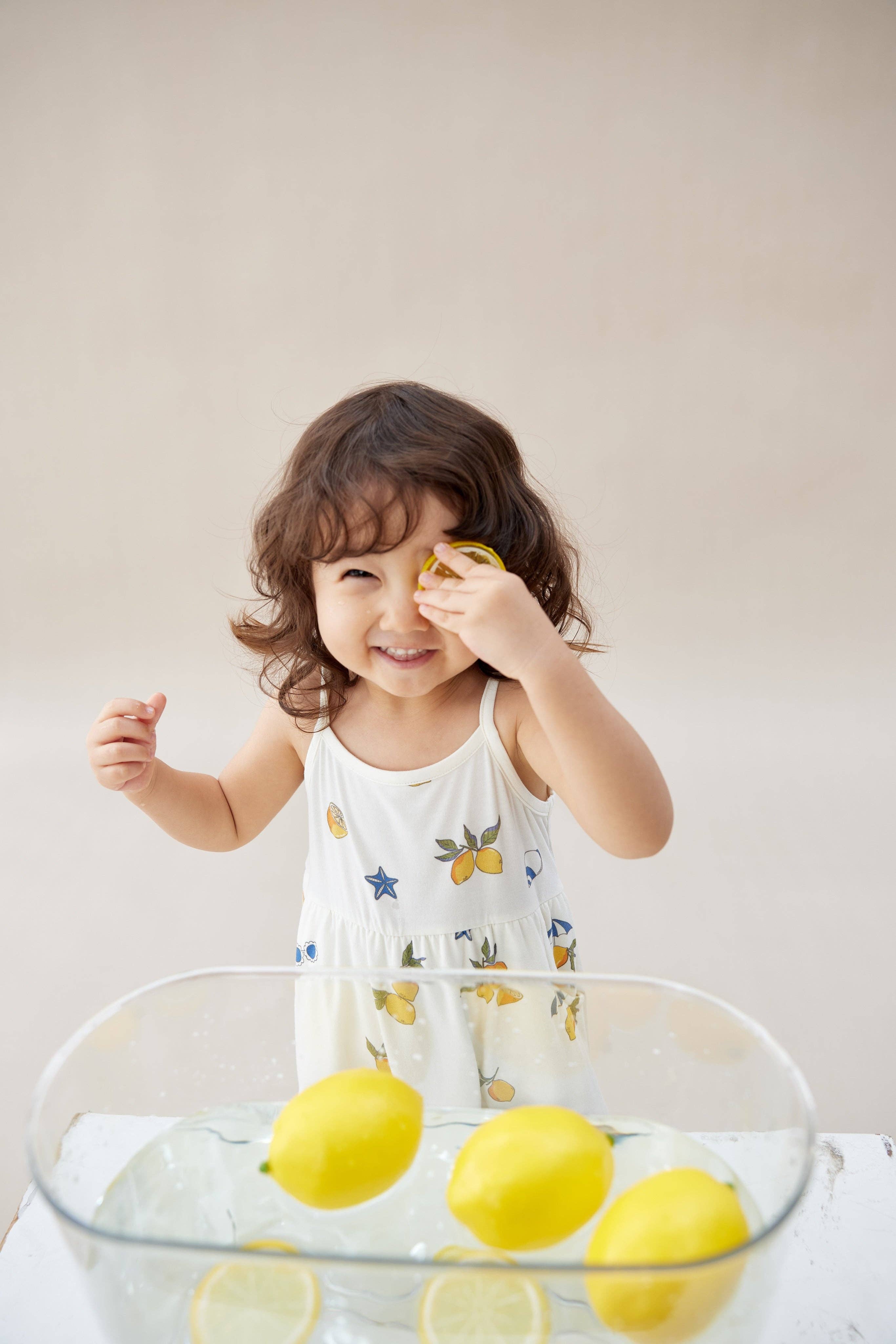 Girl Ruffle Tank Dress-Lemon