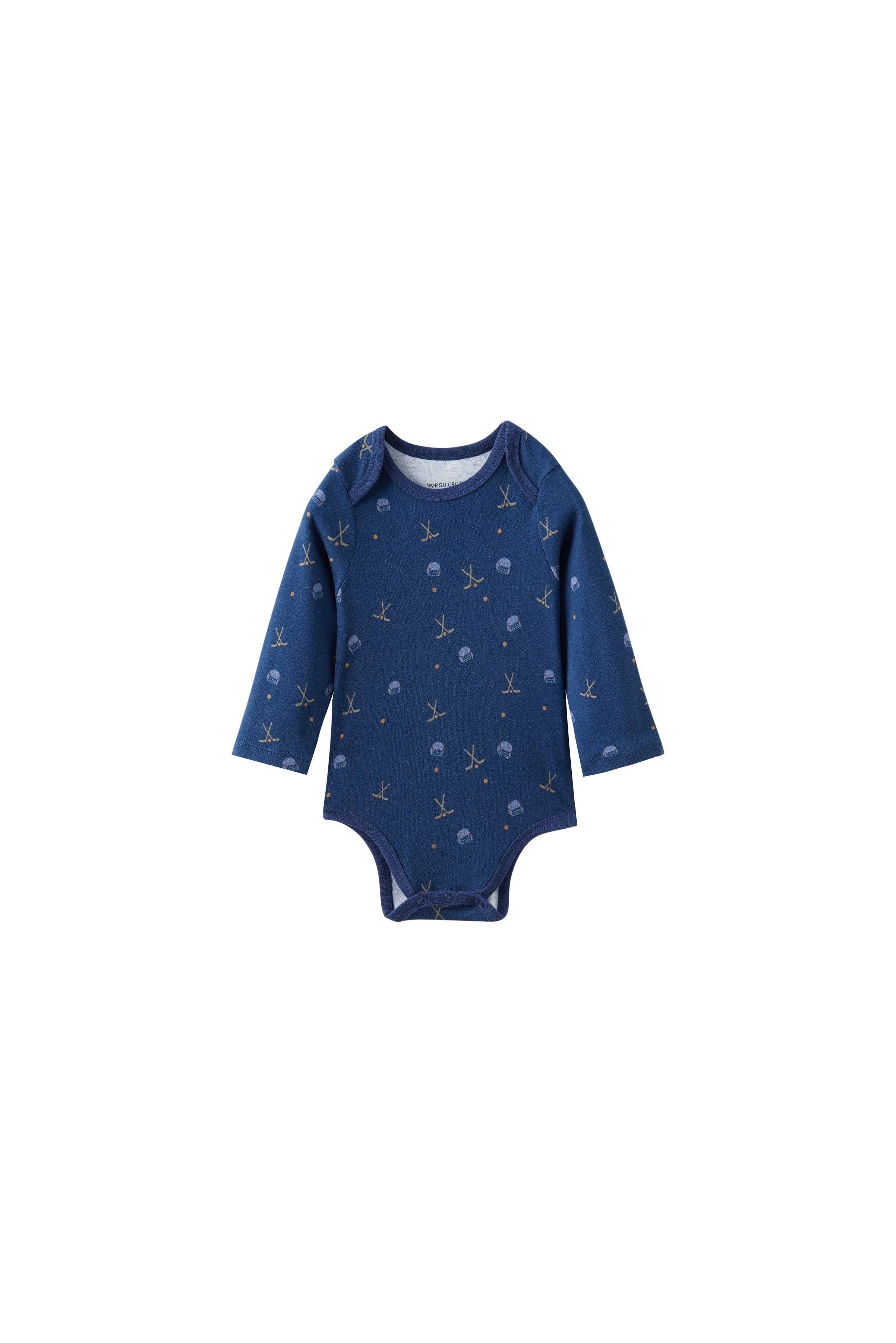 Baby Organic Long-sleeve Onesie-Hockey: 0-3M