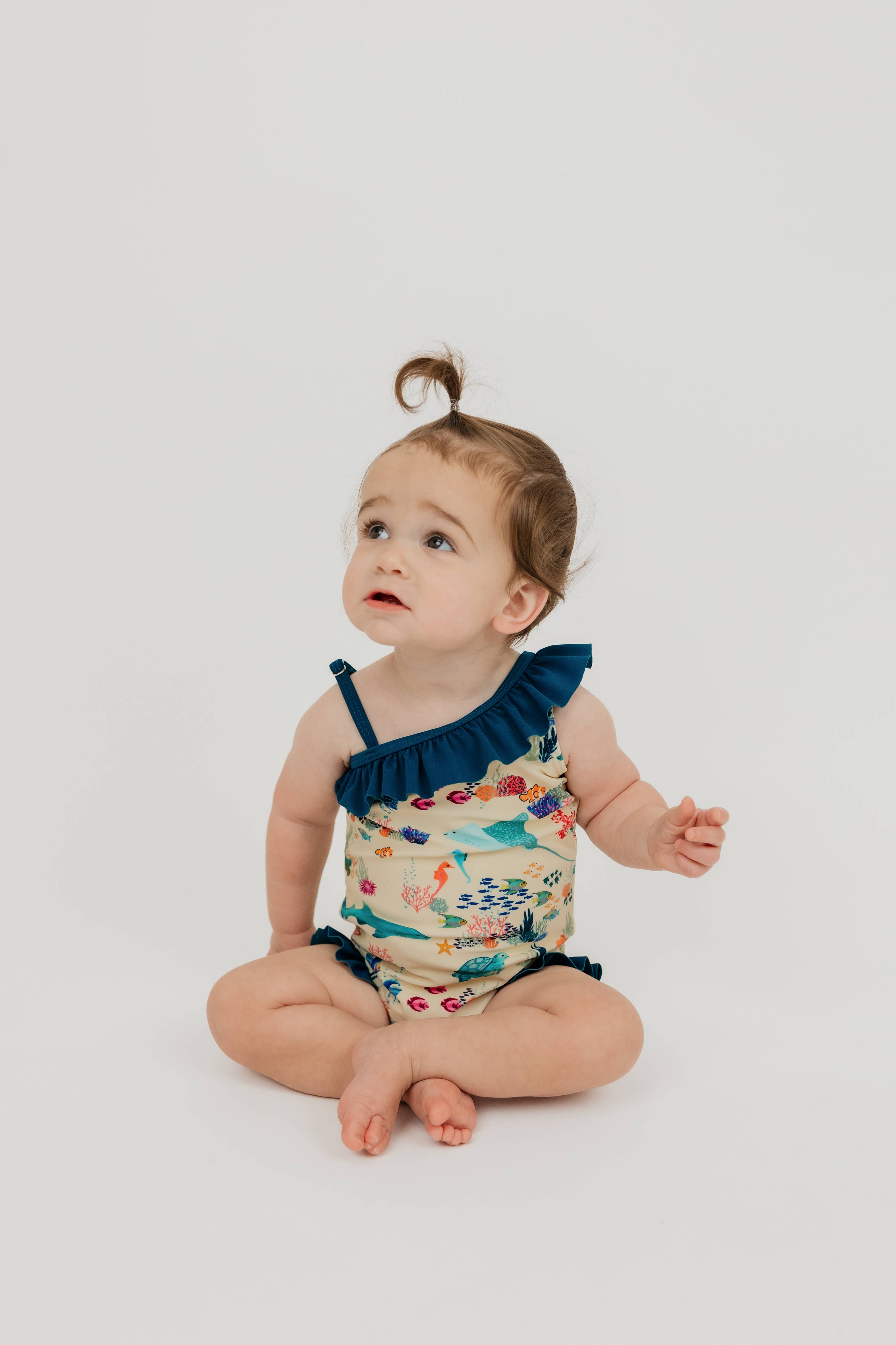 Coral Reef Ruffle One Piece Girls Swimsuit