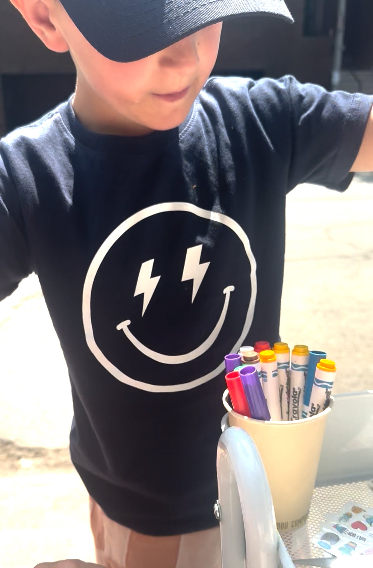 Happy Face Tee navy