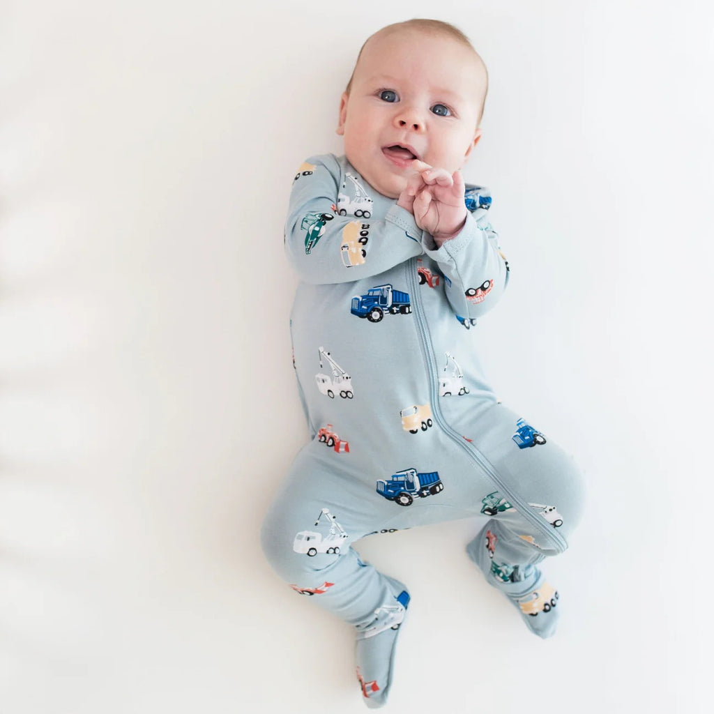 Construction Zippered Footie Pajama