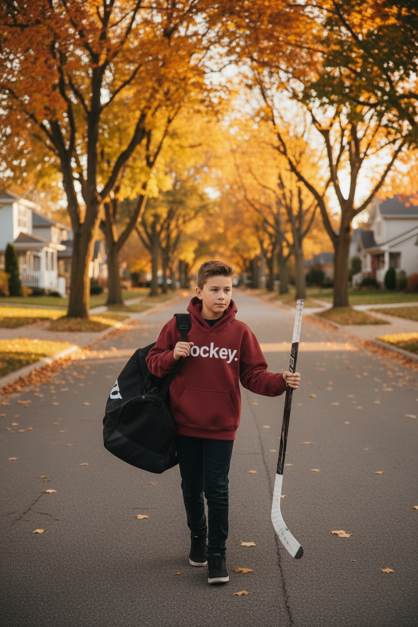 Hockey. Youth Hoodie Maroon