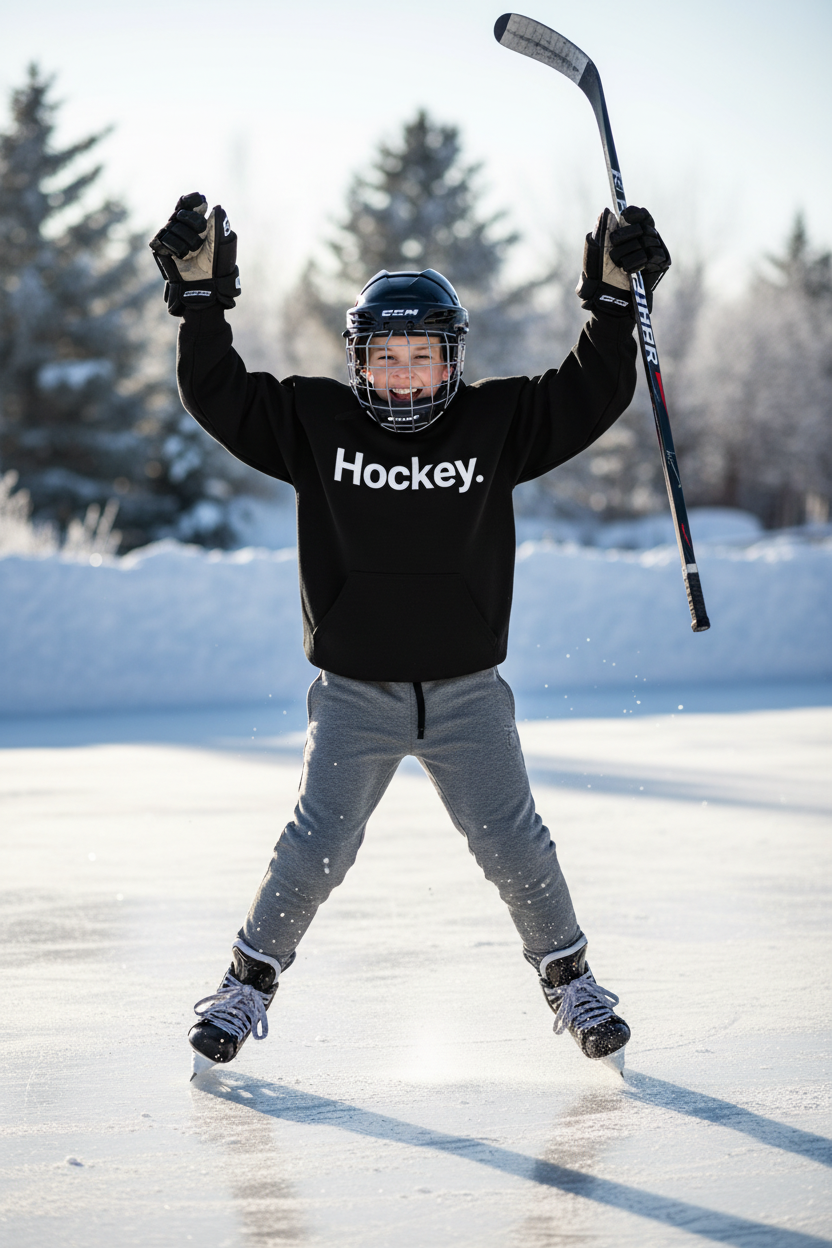 Hockey. Youth Hoodie Black