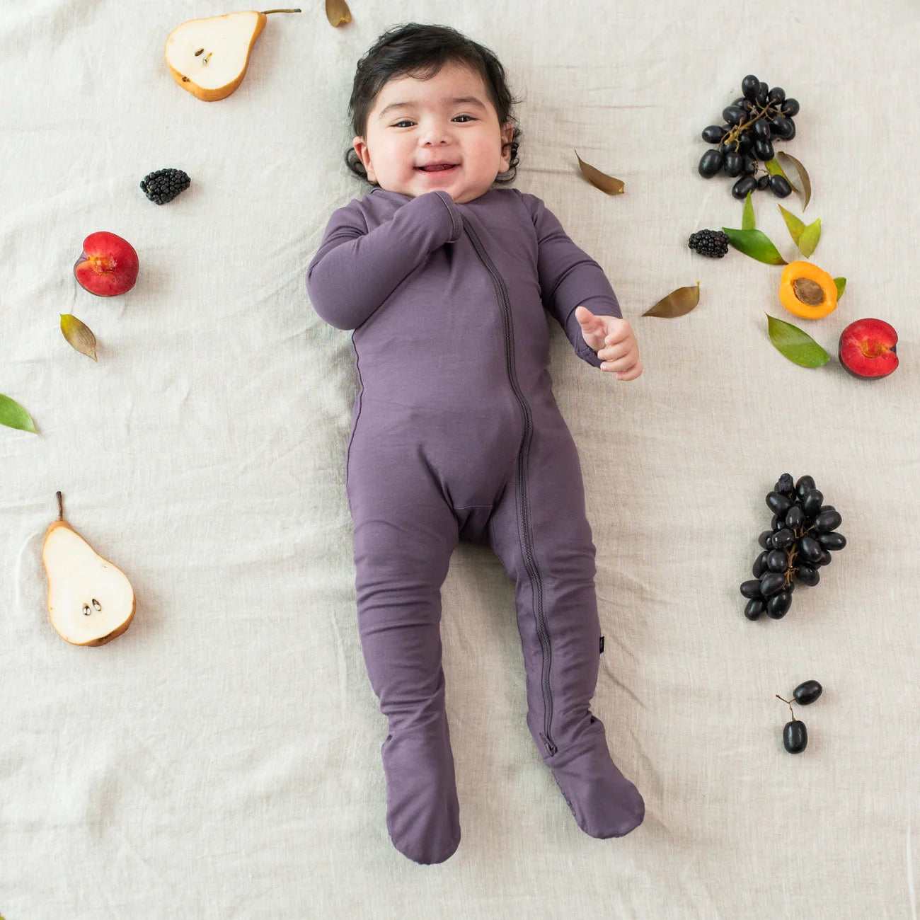 Currant Zippered Footie Pajama