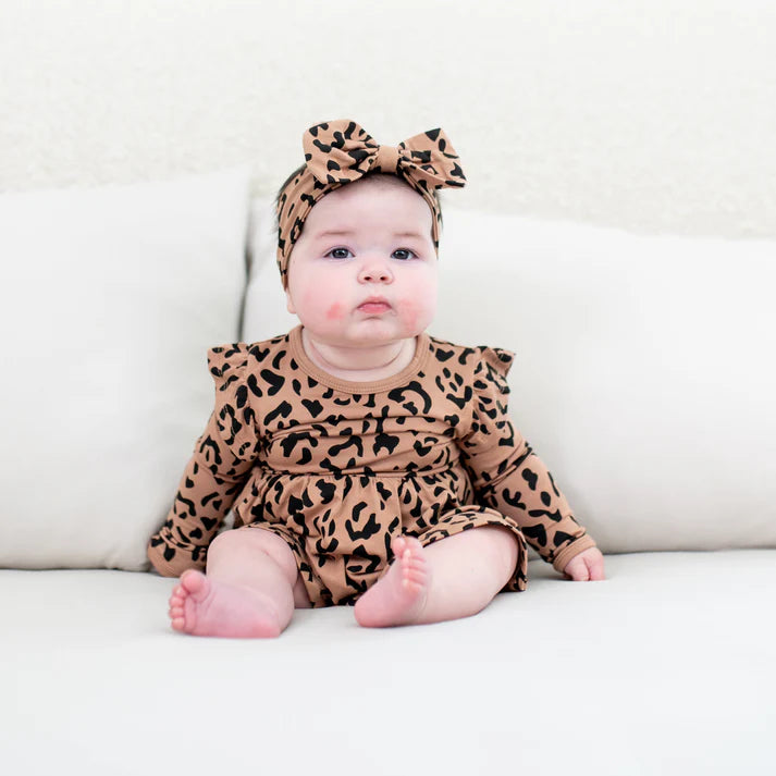 Latte Leopard Bodysuit Twirl Dress