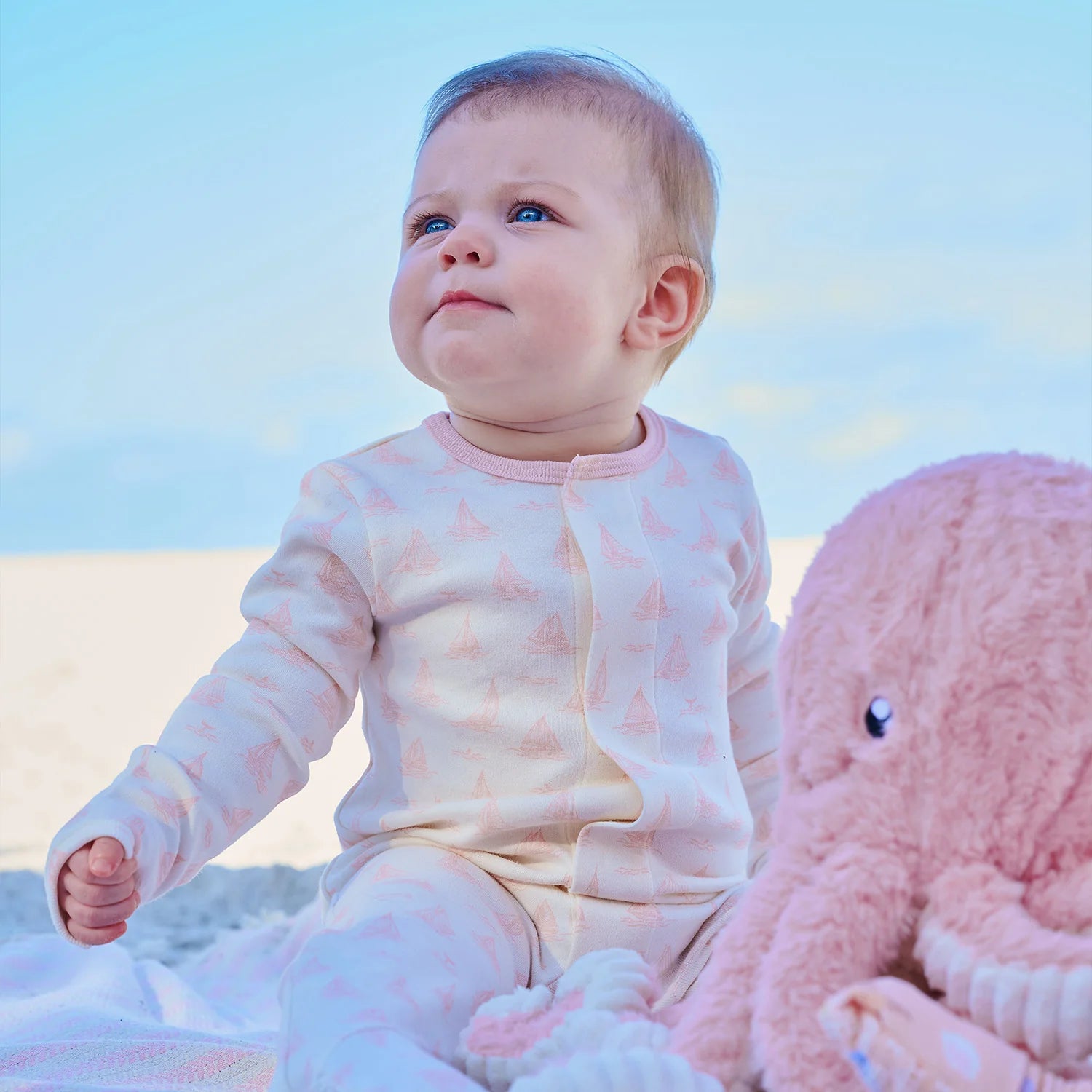 Tiny Tides Pink Organic Cotton Magnetic Me Footie