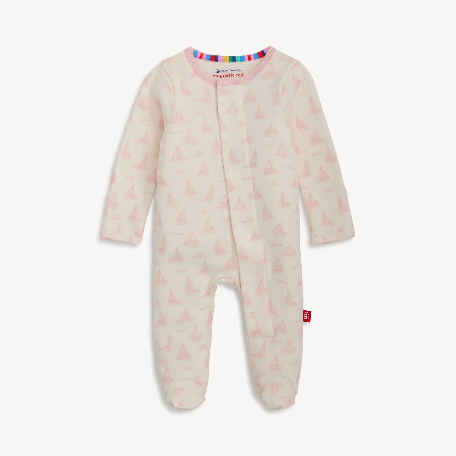 Tiny Tides Pink Organic Cotton Magnetic Me Footie