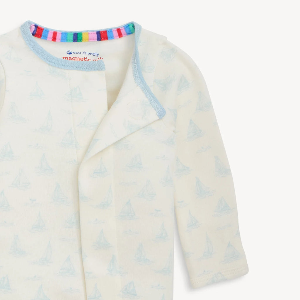 Tiny Tides Blue Organic Cotton Magnetic Me Footie