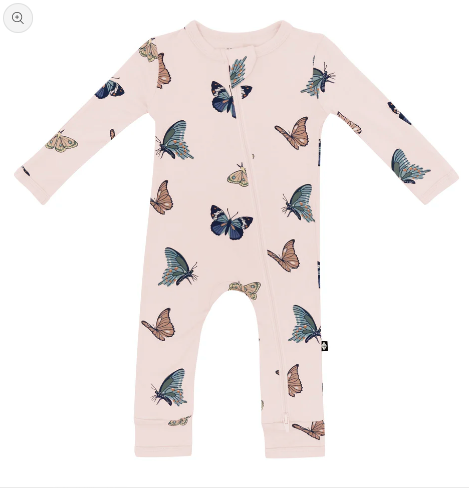 Kyte Baby Blush Butterfly Zippered Romper