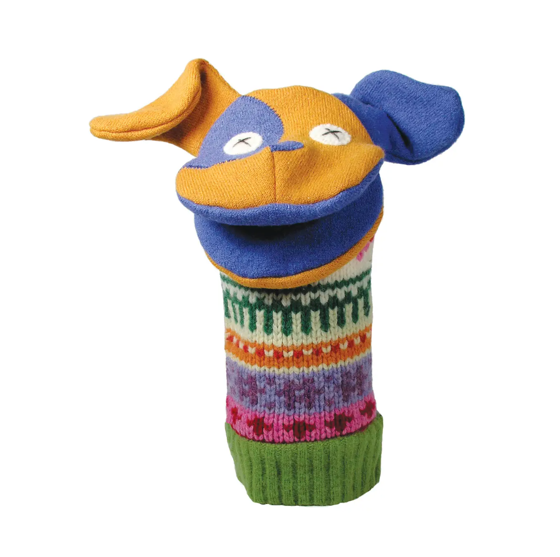 Dog Puppet | Reclaimed Wool: 12 inch height (30.5 cm).