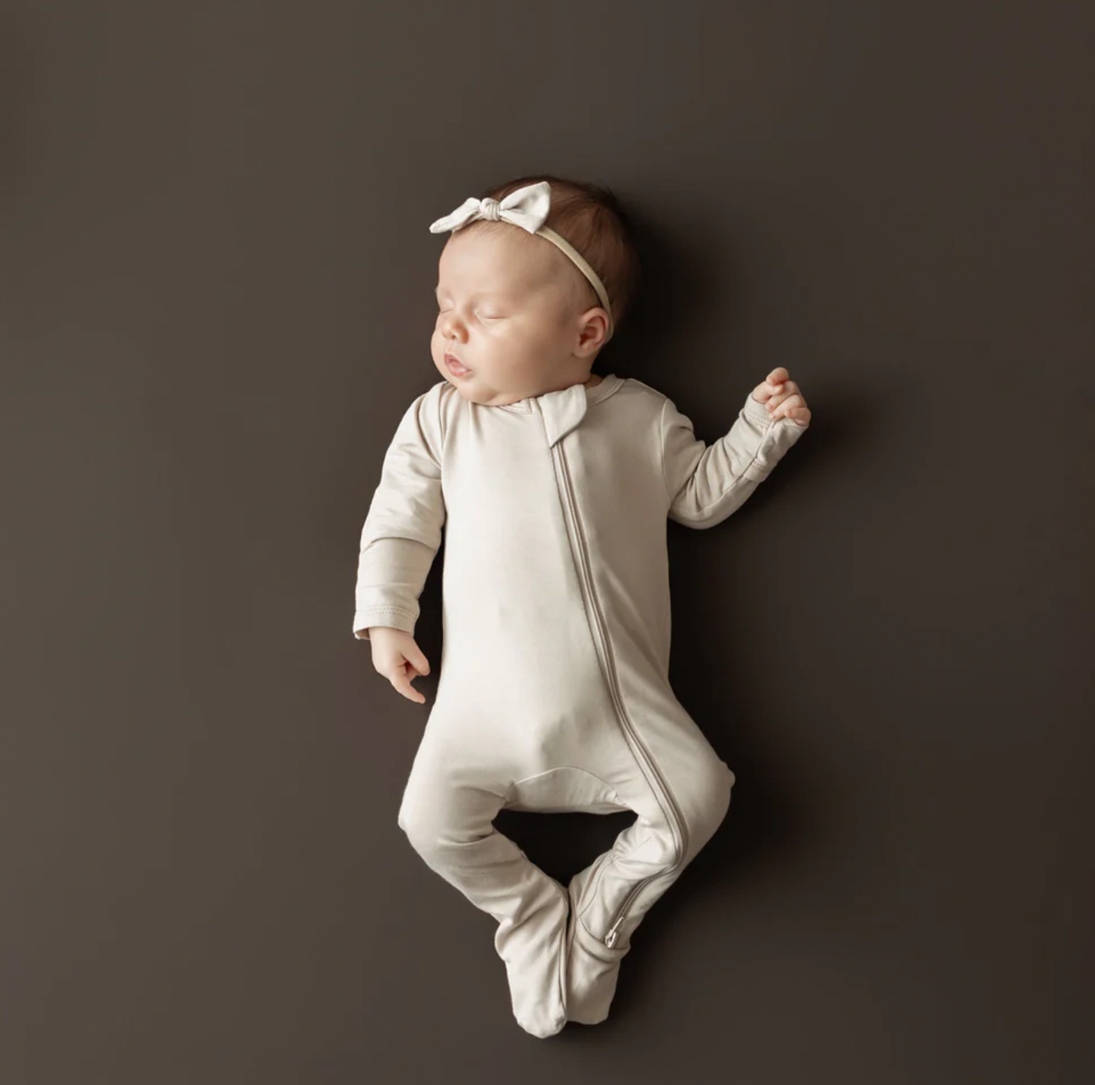 Bisque Zippered Footie Pajama