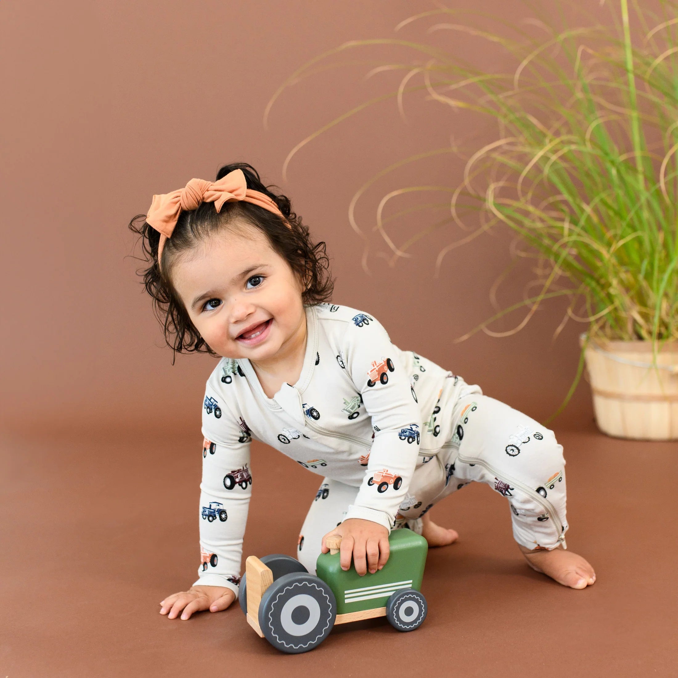 Tractor Zippered Romper Pajama