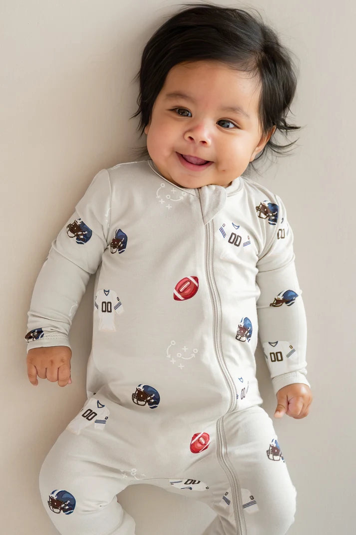 Kyte Baby Vintage Football Zippered Footie