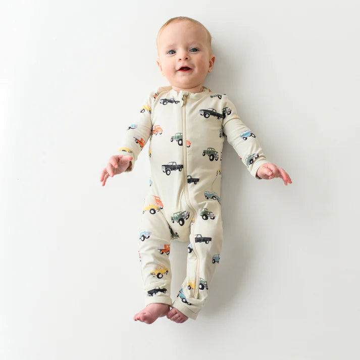 Vintage Trucks Zippered Romper