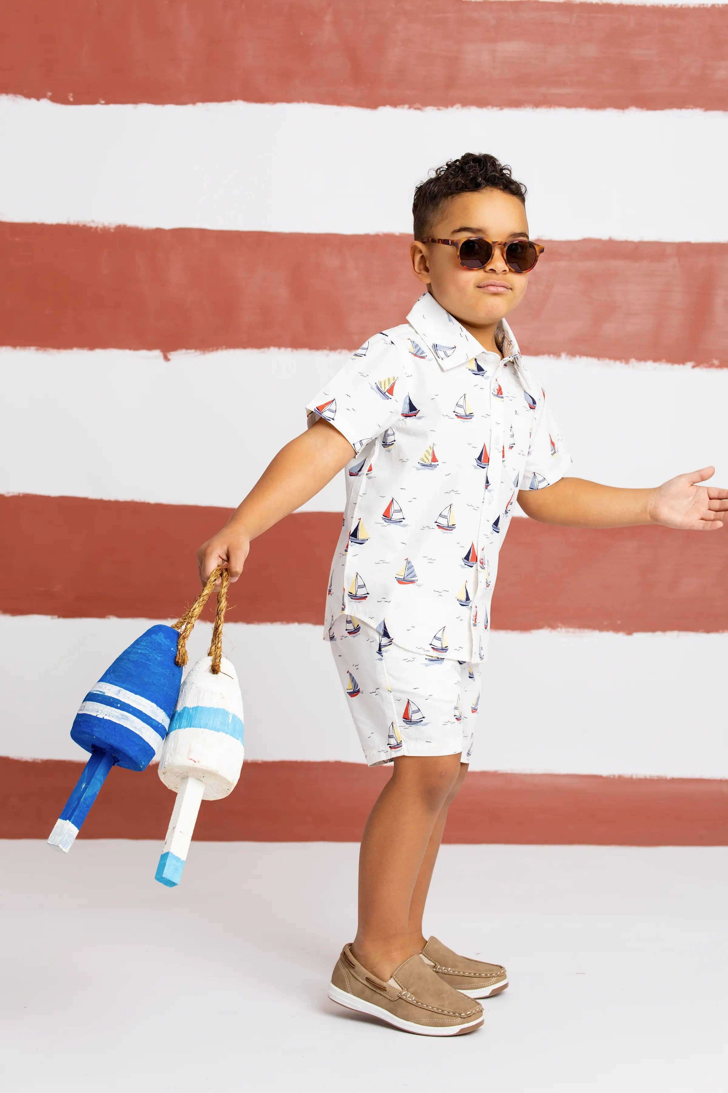Kids Poplin Shirt + Short Set Little Skippers