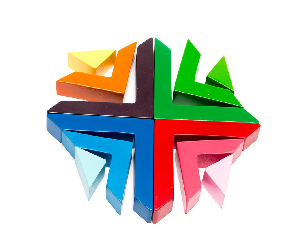 Square Wooden Rainbow Puzzle Toy, Fair Trade and Handmade
