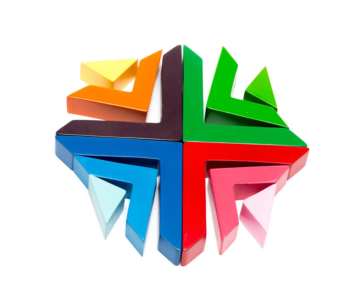 Square Wooden Rainbow Puzzle Toy, Fair Trade and Handmade