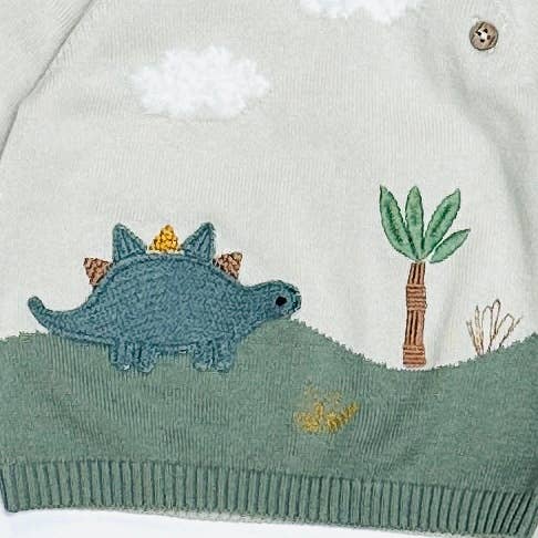 Dino Applique Button Baby Pullover Sweater Organic Cotton
