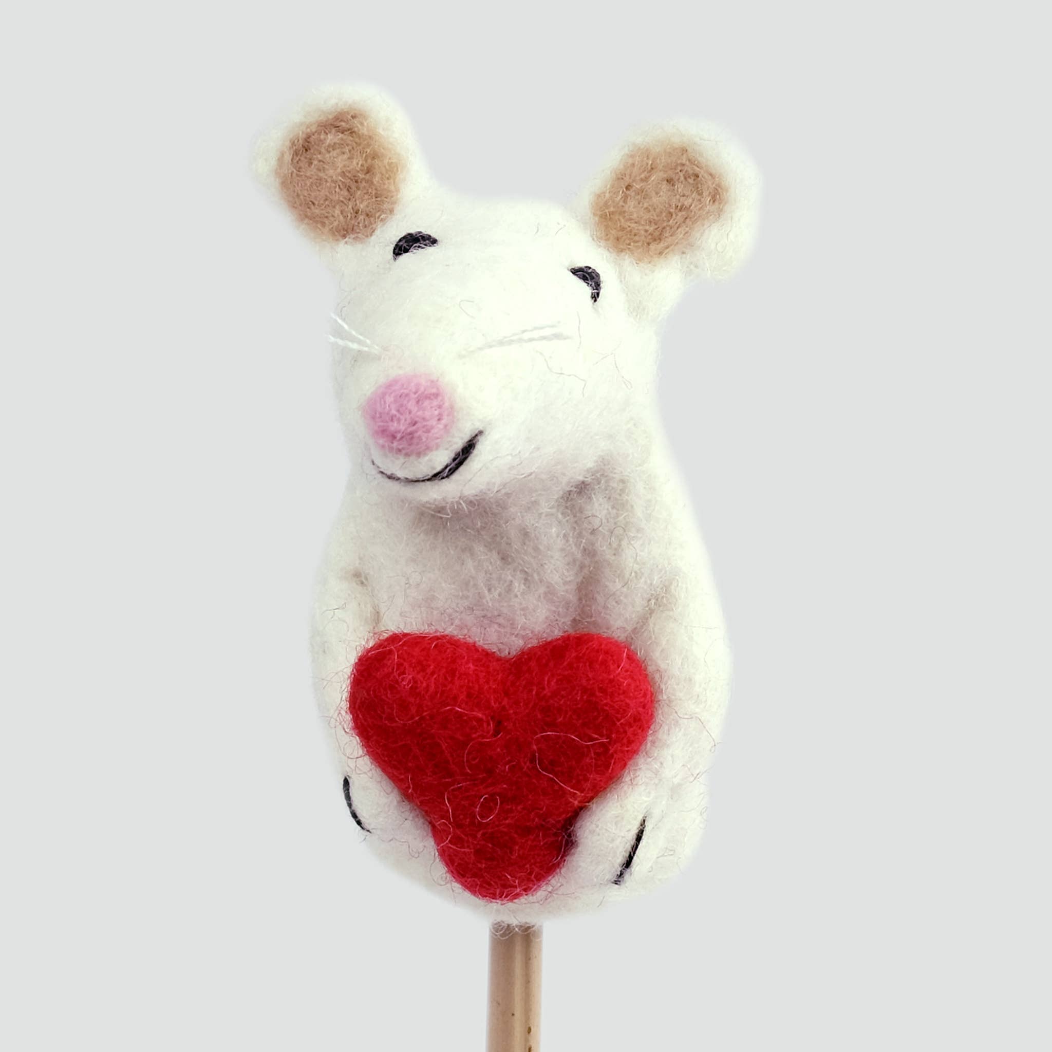 Finger Puppets - Valentine Mouse with Red Heart