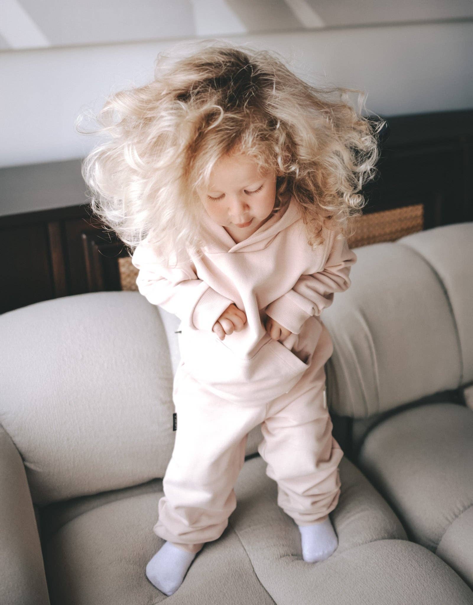 Kids Hoodie - Organic French Terry Cotton – Pale Rose