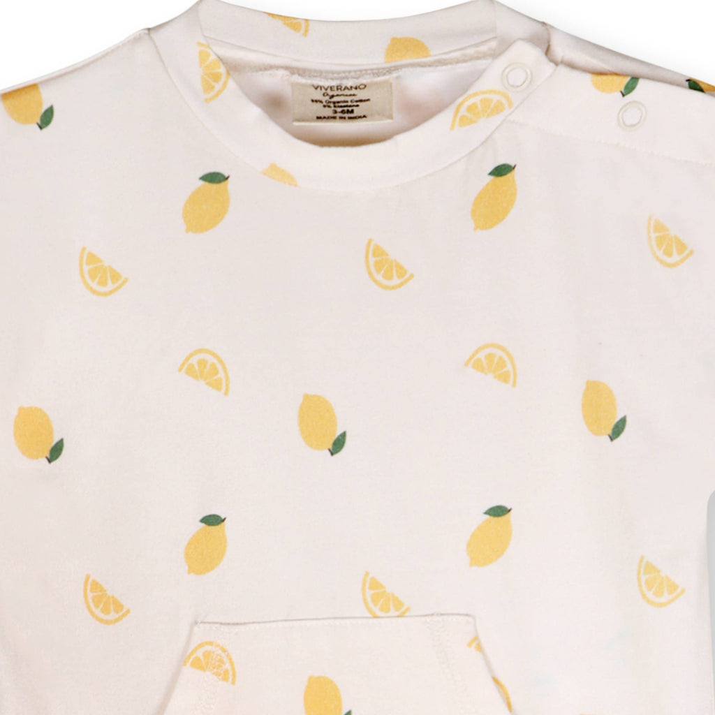 Lemon Kangaroo Pocket Baby Jumpsuit Organic Jersey