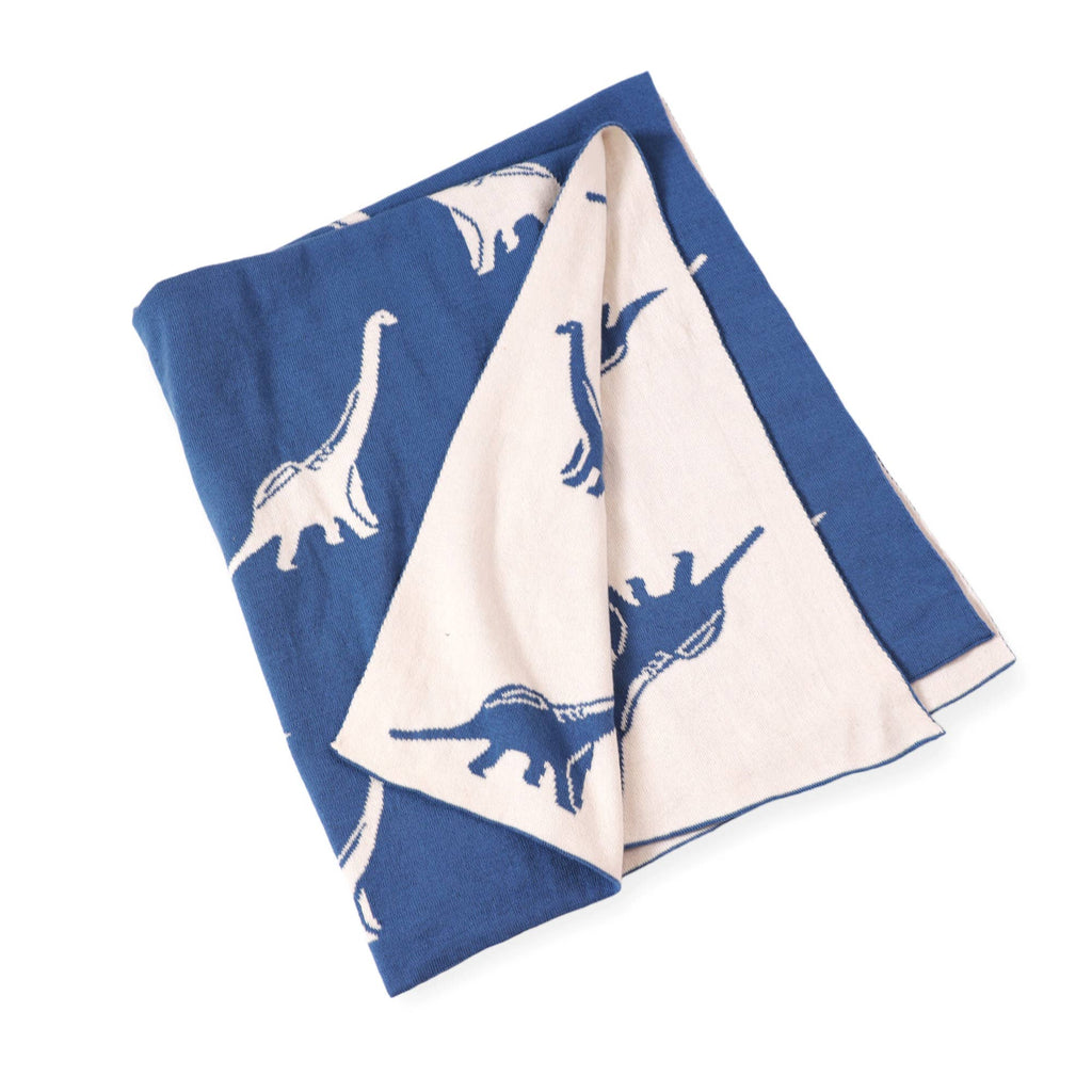 Dinosaur- Reversible Sweater Knit Baby Blanket: One Size