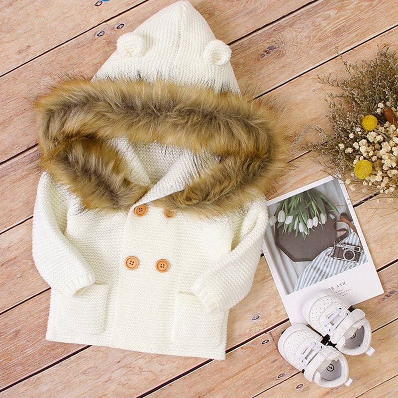 Isabella Ivy Knit Cardigan: White / 12 - 18m