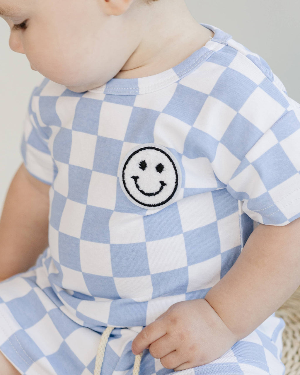 Blue Checkered Shorts Set