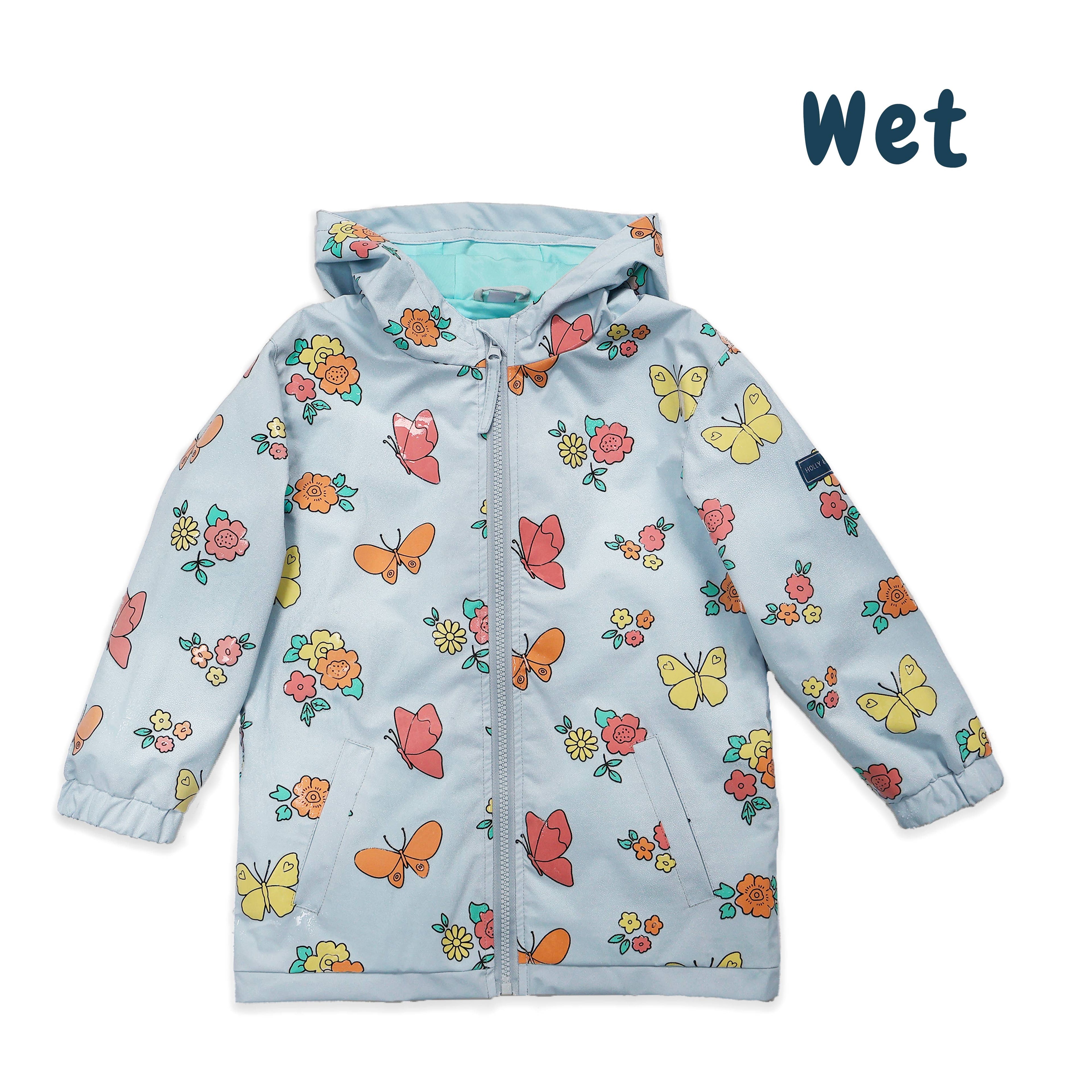 Flower and Butterfly Color Changing Kids Raincoat