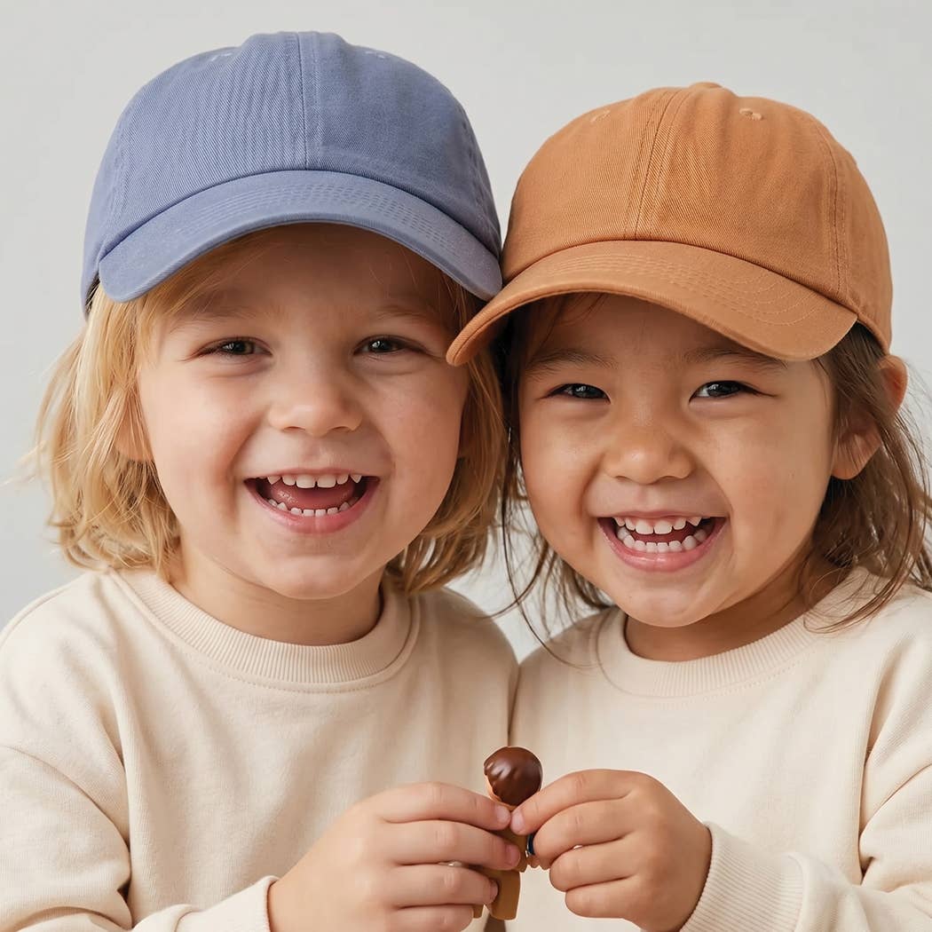 Kids Washed Low Profile Cotton Baseball Cap: CINNAMON / 2 to 4yrs