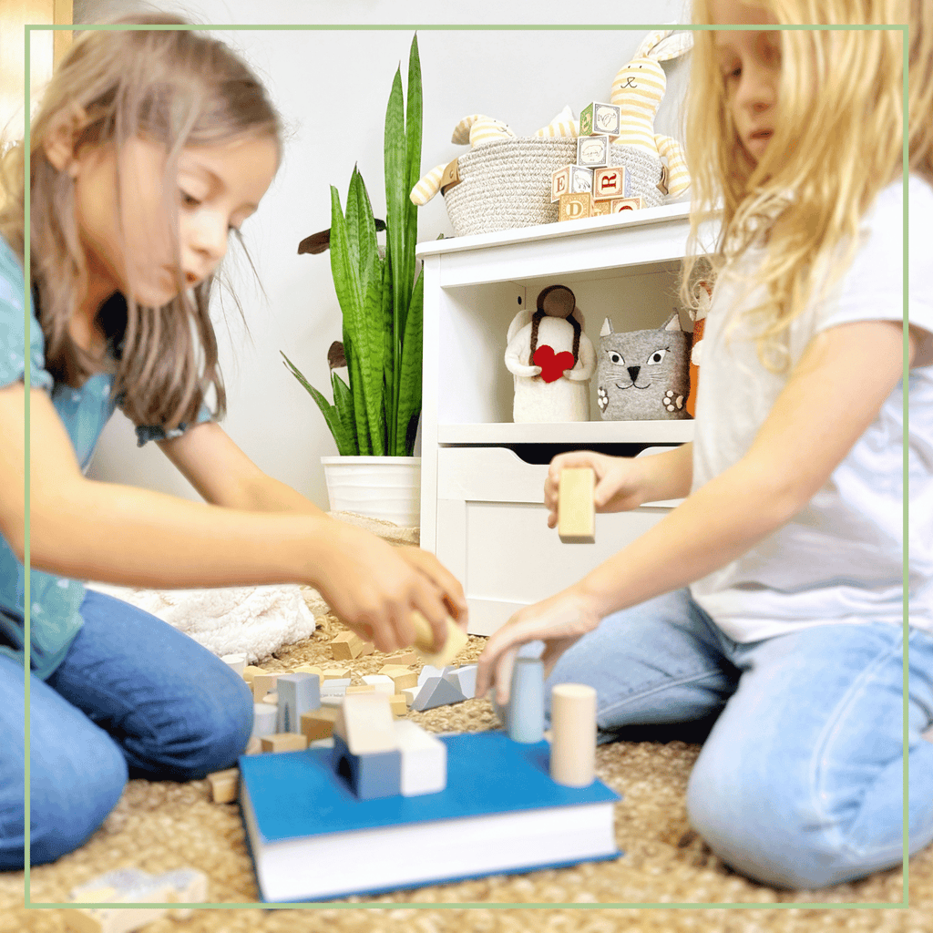 Wooden Building Blocks 70pc - Natural Wood Block Set Ages 2+