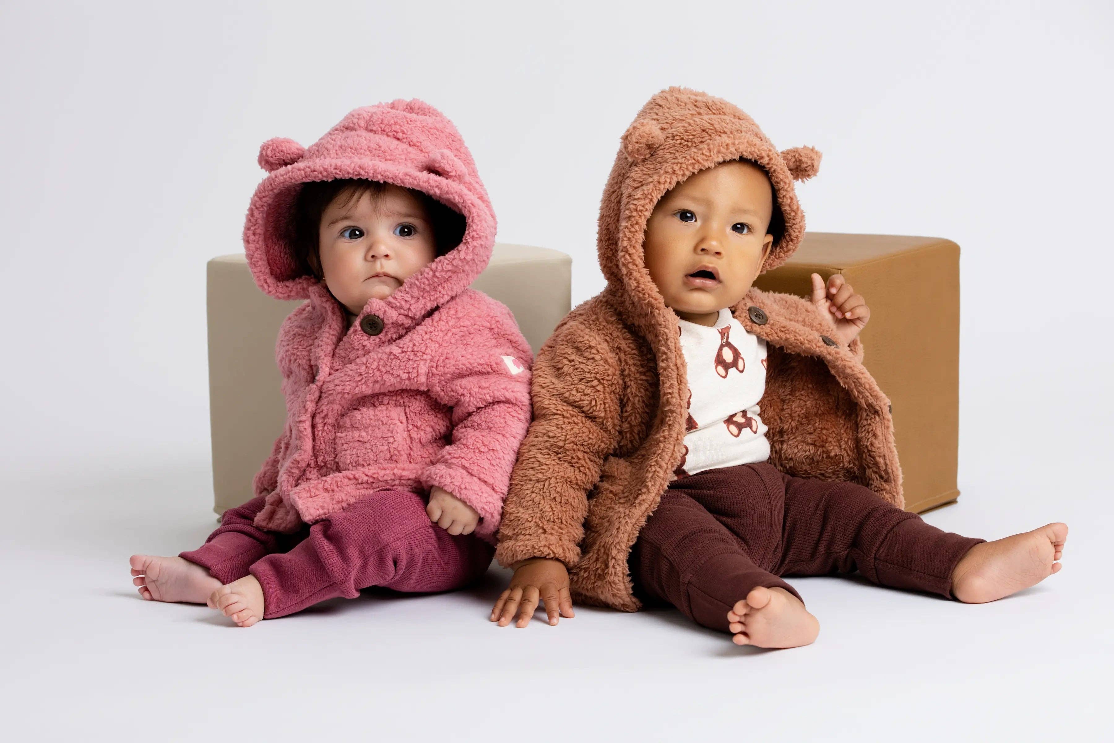 Baby Sherpa Teddy Cardigan Caramel Brown: Unisex