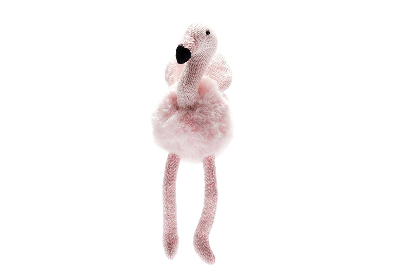 Pink Flamingo Baby Rattle, Knitted, Plush and Tweed